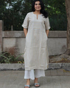 Premium linen Lemon Stripe Long kurta