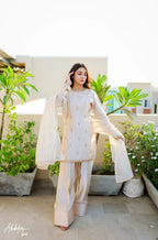 Riya Ivory Embellished Kurta Farshi Set