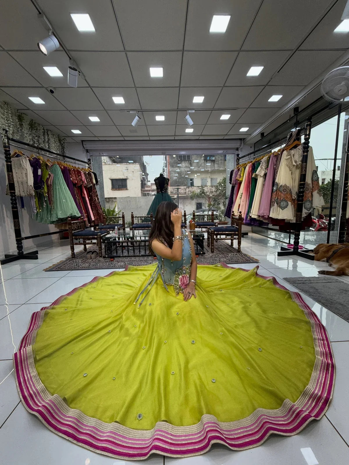 Gulabo Lime Green Rajwadi Lehenga Choli
