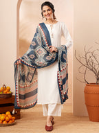 Niva Women's Off White Rayon Solid Straight Kurta Set