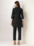Niva's Women's Black Cotton Solid A-line Co-ord Set