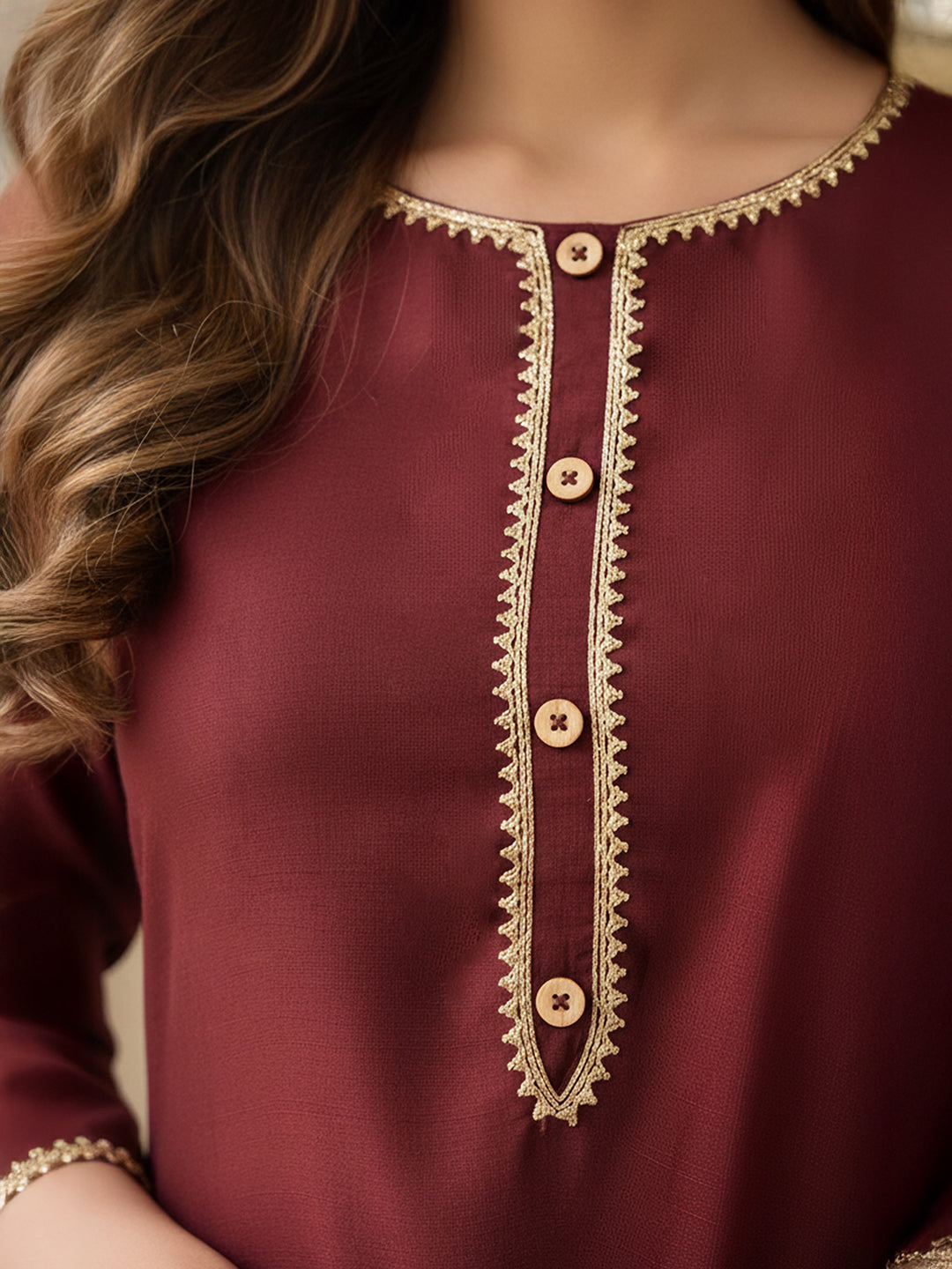 Niva's Women's Brown Crepe Silk Yoke Design Straight Kurta Pant Set