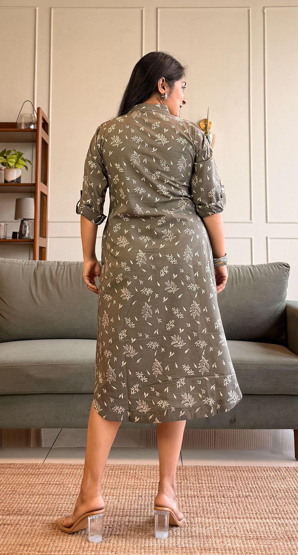 June Cotton Shirt Dress - Grey
