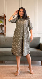 June Cotton Shirt Dress - Grey