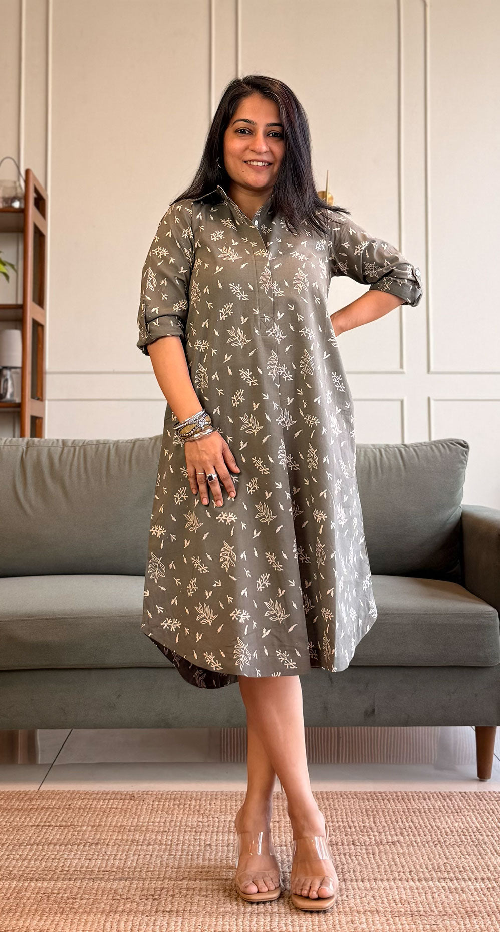June Cotton Shirt Dress - Grey