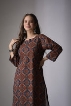 Maroon Blue Straight Kurta