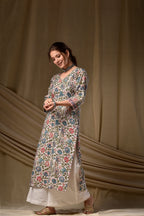 Blue Kantha Straight Kurta