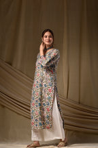 Blue Kantha Straight Kurta