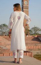 Siya White Chanderi Chikankari Suit Set