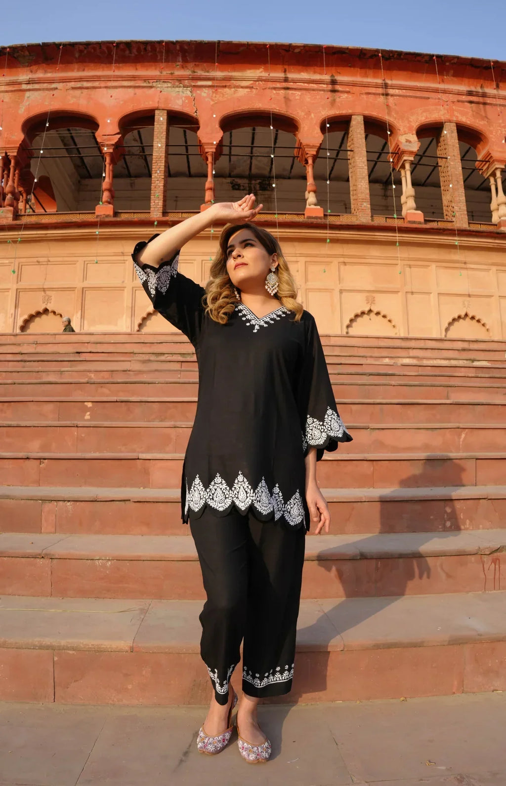 Manika Black Rayon Chikankari Co-ord Set