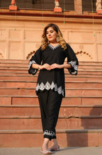 Manika Black Rayon Chikankari Co-ord Set