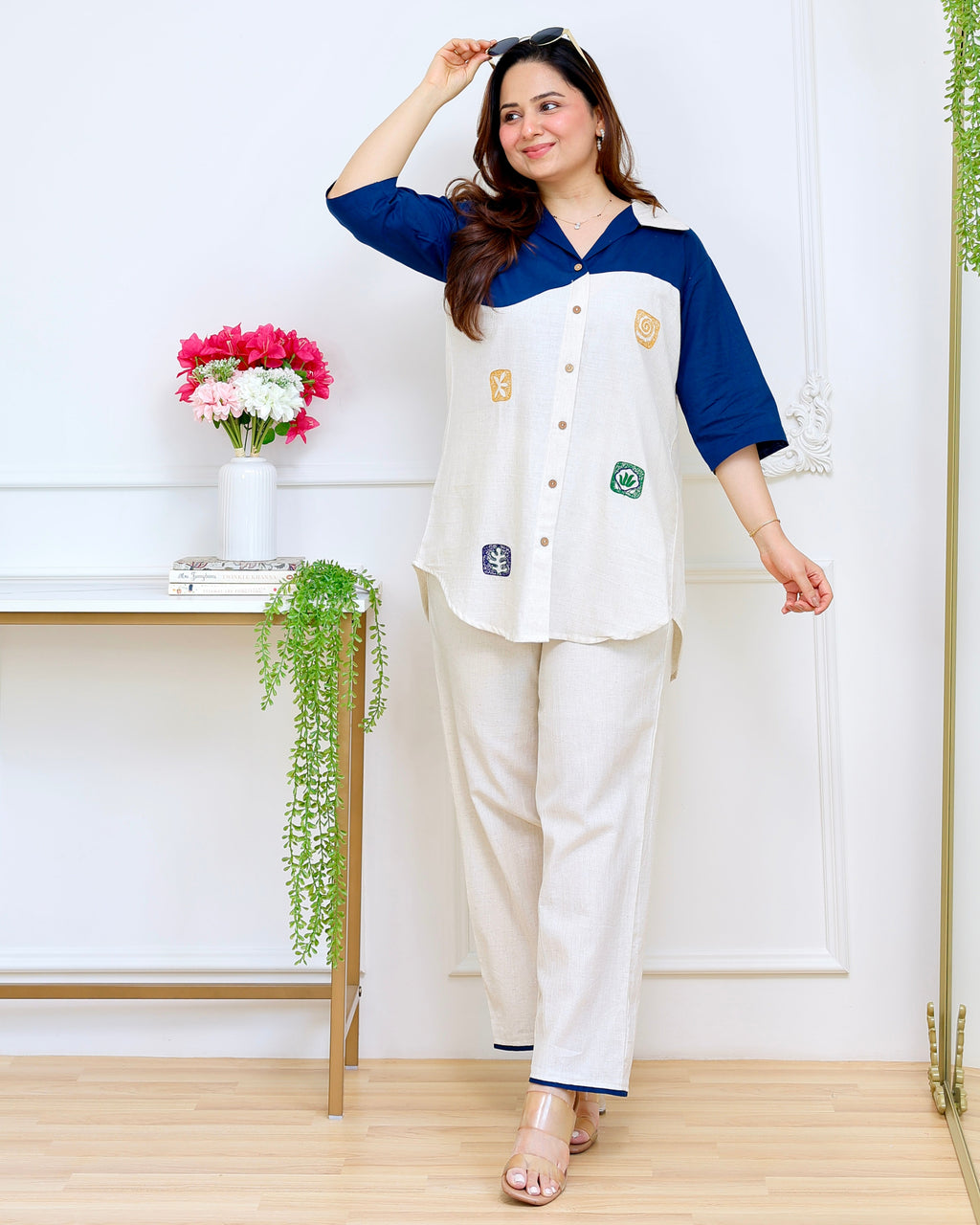 Blue Lagoon Coastal Summer Threadwork Co-ord Set
