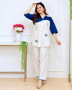 Blue Lagoon Coastal Summer Threadwork Co-ord Set