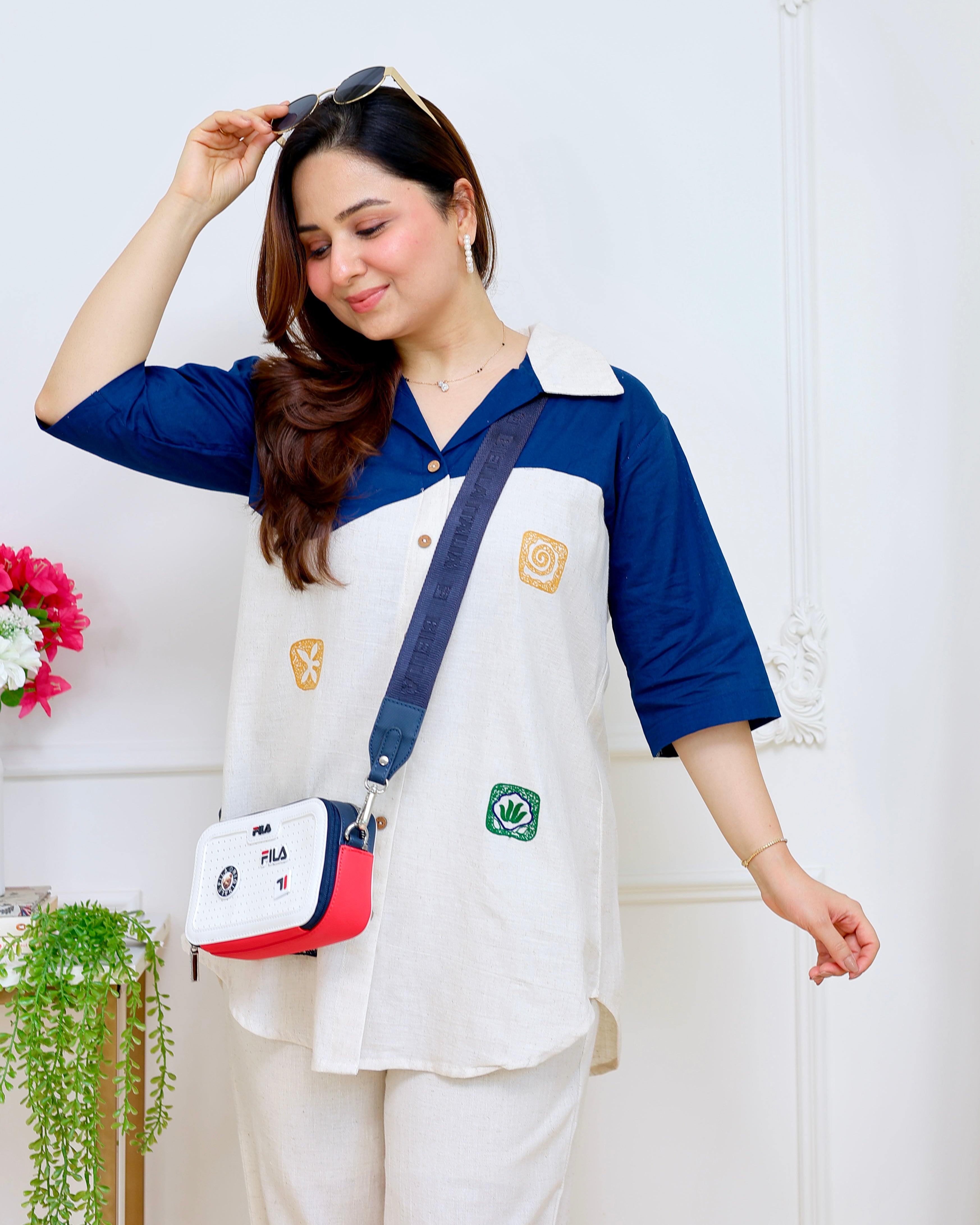 Blue Lagoon Coastal Summer Threadwork Co-ord Set
