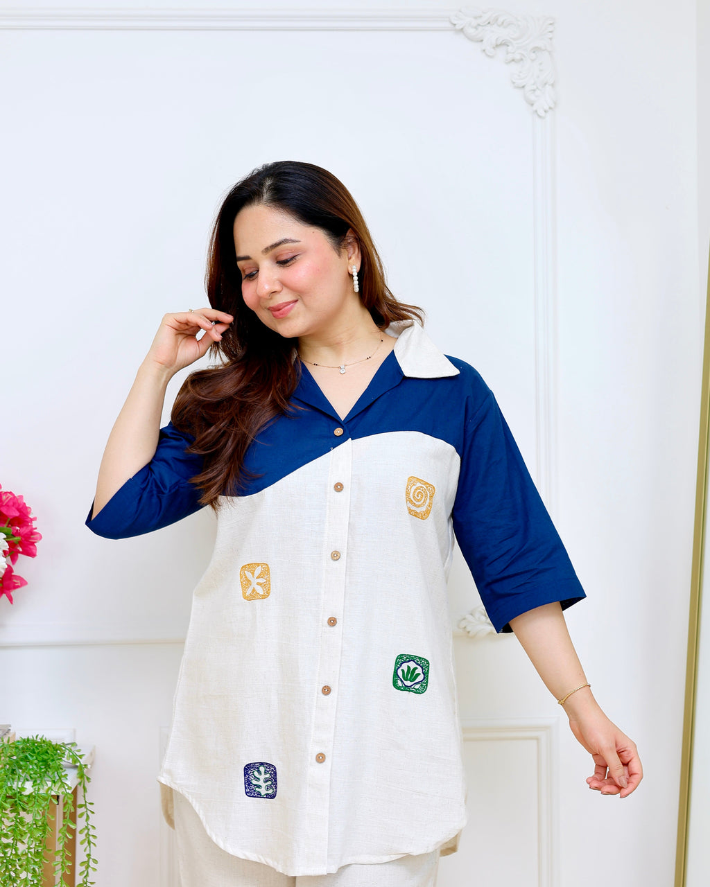 Blue Lagoon Coastal Summer Threadwork Co-ord Set