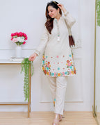 Ivory Sunkissed Petals Threadwork Cotton Co-ord
