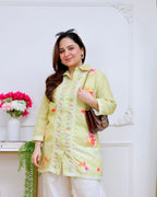 Lime Blossom Pearl Threaded Linen Cotton Co-ord
