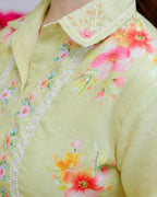 Lime Blossom Pearl Threaded Linen Cotton Co-ord