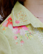 Lime Blossom Pearl Threaded Linen Cotton Co-ord