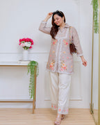 Nude Petals Pearl Threaded Linen Cotton Co-ord