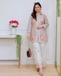Nude Petals Pearl Threaded Linen Cotton Co-ord