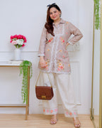 Nude Petals Pearl Threaded Linen Cotton Co-ord