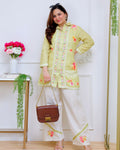 Lime Blossom Pearl Threaded Linen Cotton Co-ord