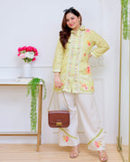 Lime Blossom Pearl Threaded Linen Cotton Co-ord