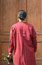 Maroon Antifit Co-ord Set with wide legged pyjama