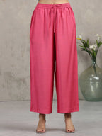 Pink Floral Embroidered Straight Co-ord Set