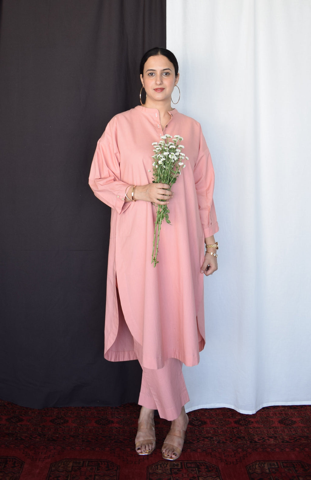 Coffee Pink Antifit Kurta with Placket