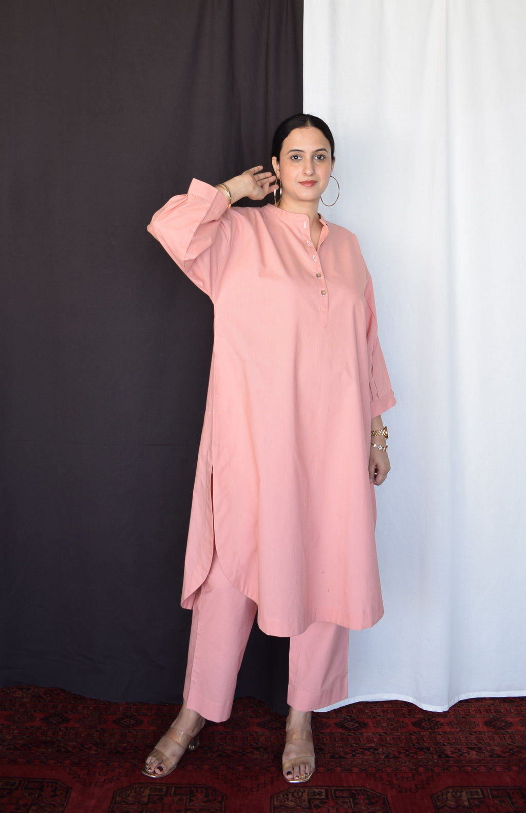 Coffee Pink Antifit Kurta with Placket