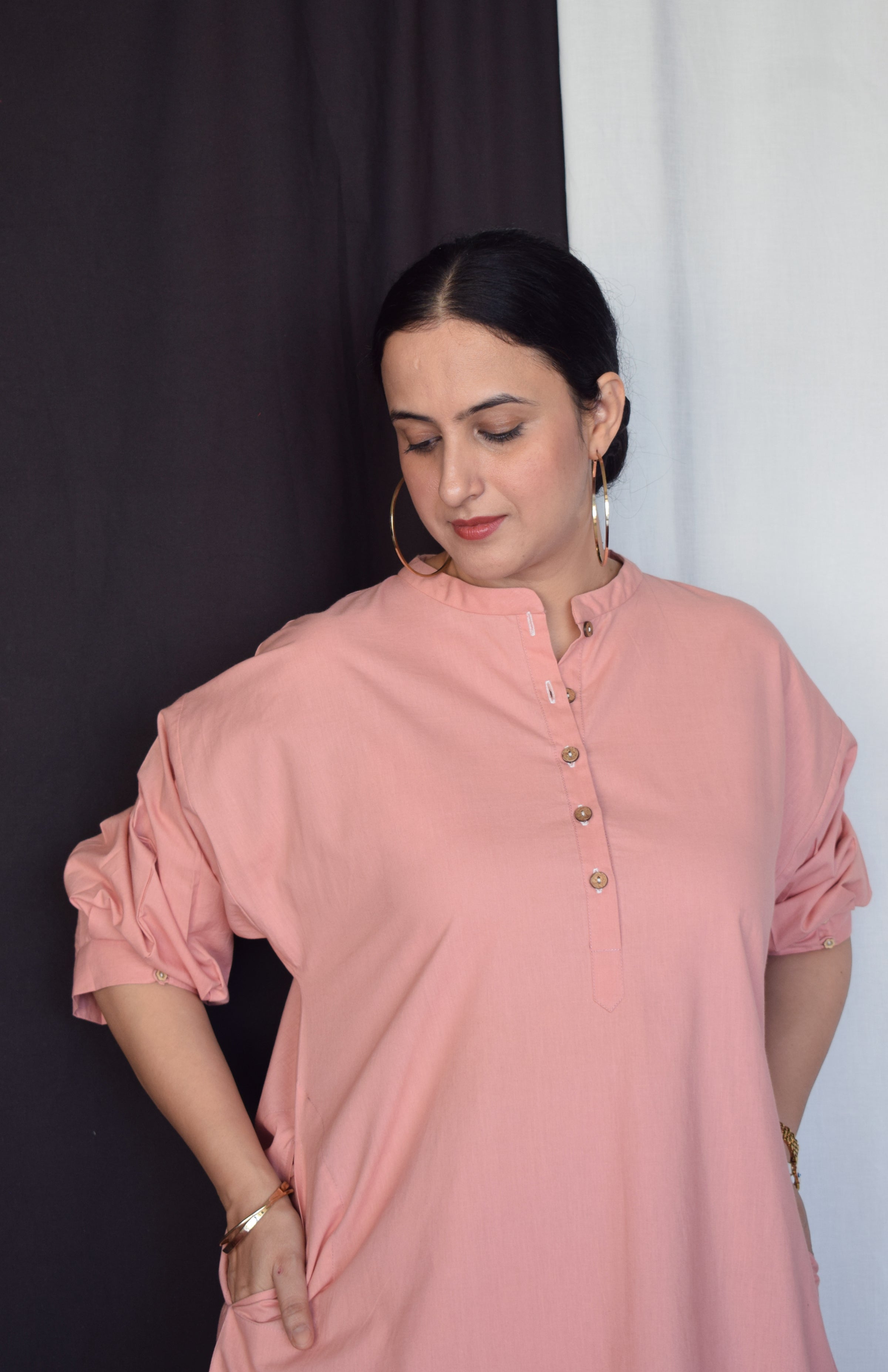 Coffee Pink Antifit Kurta with Placket