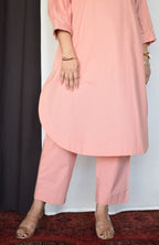 Coffee Pink Antifit Kurta with Placket