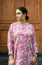 Pink and White Hand block Printed Antifit co-ord Set
