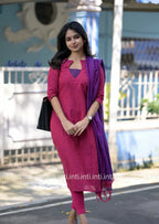 Avni Rose Plaid Top Dupatta Set