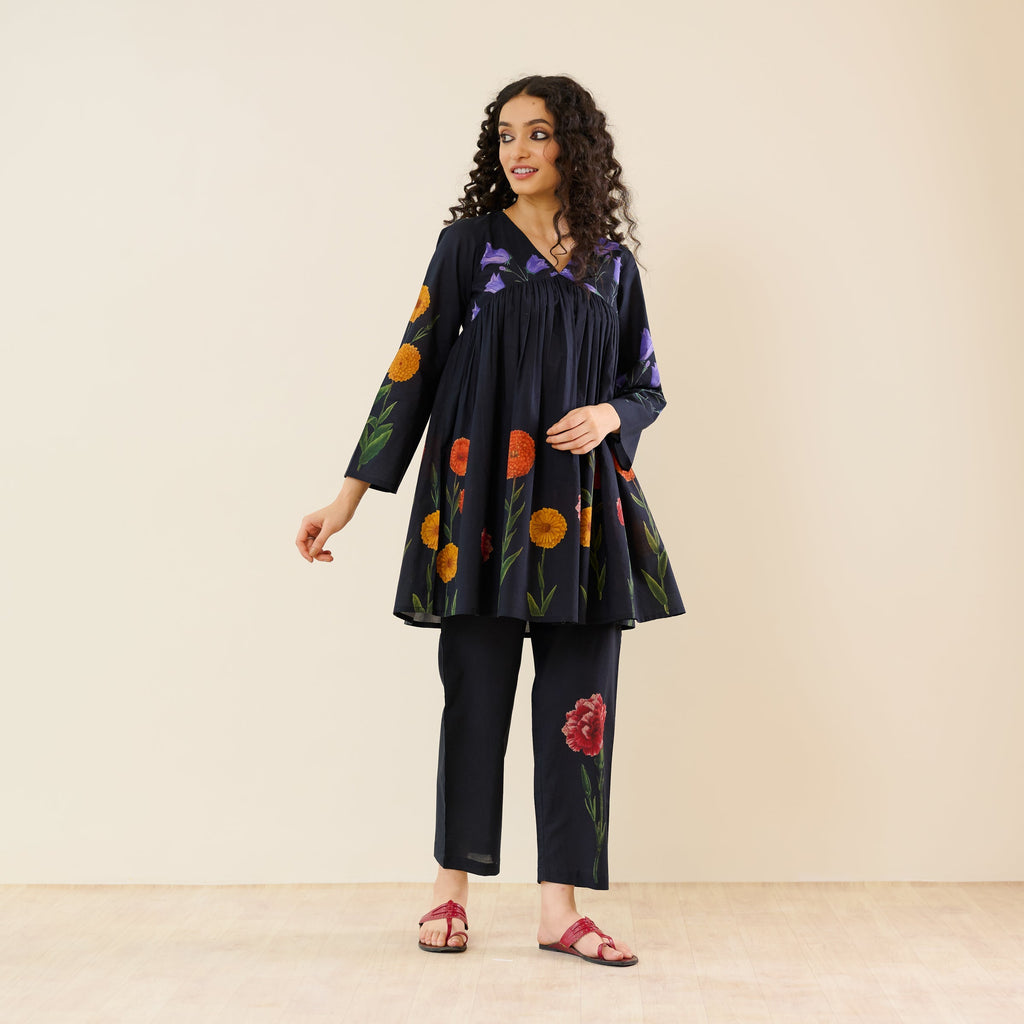 At The Florist's Cotton Co-ord Set - Black