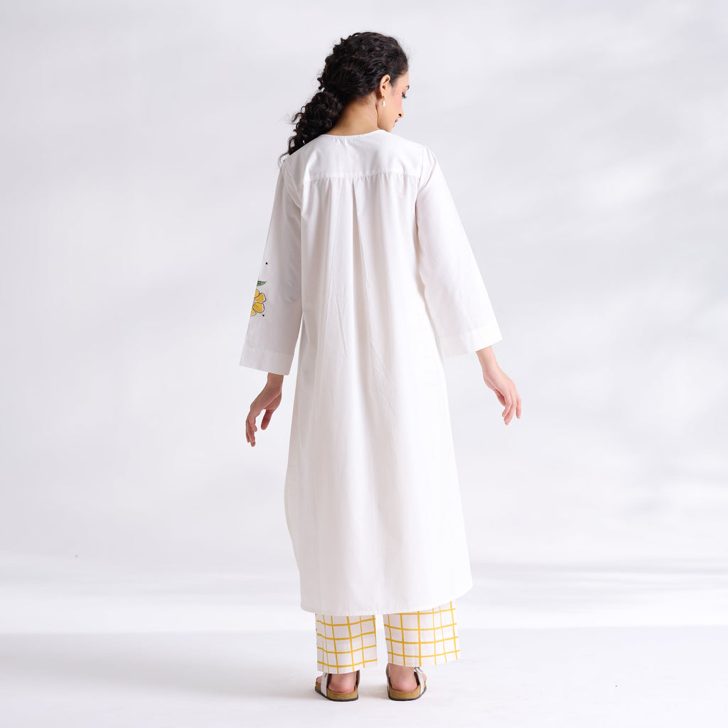 Anaar Patchwork Cotton Kurta Set - Yellow