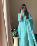 Myra Sky Blue Embroidered Top Palazzo Set