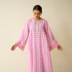 Countryside Seersucker Cotton Kurta Set - Baby Pink