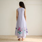 Aviva Patchwork Cotton Kurta Set with Mulmul Slip - Lavender