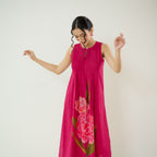 Belle Slub Cotton Kurta Set - Magenta
