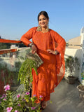 Vihana Saffron Chikankari Kurta Palazzo Set