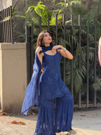 Seraya Midnight Chikankari Sharara Set