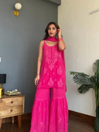 Elowen Blush Chikankari Sharara Set