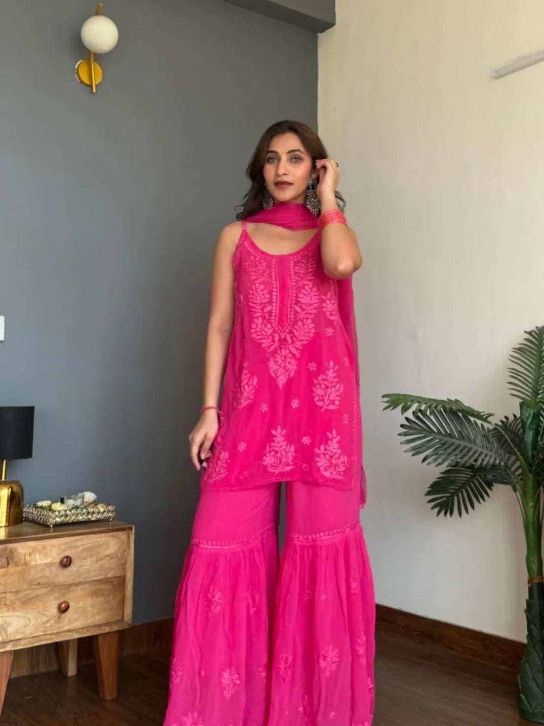 Elowen Blush Chikankari Sharara Set