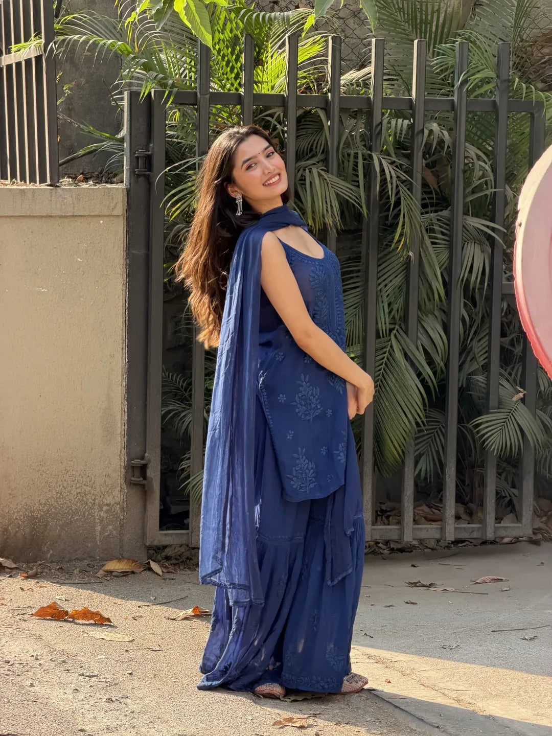 Seraya Midnight Chikankari Sharara Set