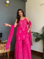 Elowen Blush Chikankari Sharara Set