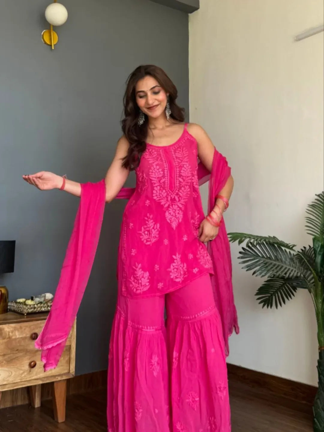 Elowen Blush Chikankari Sharara Set