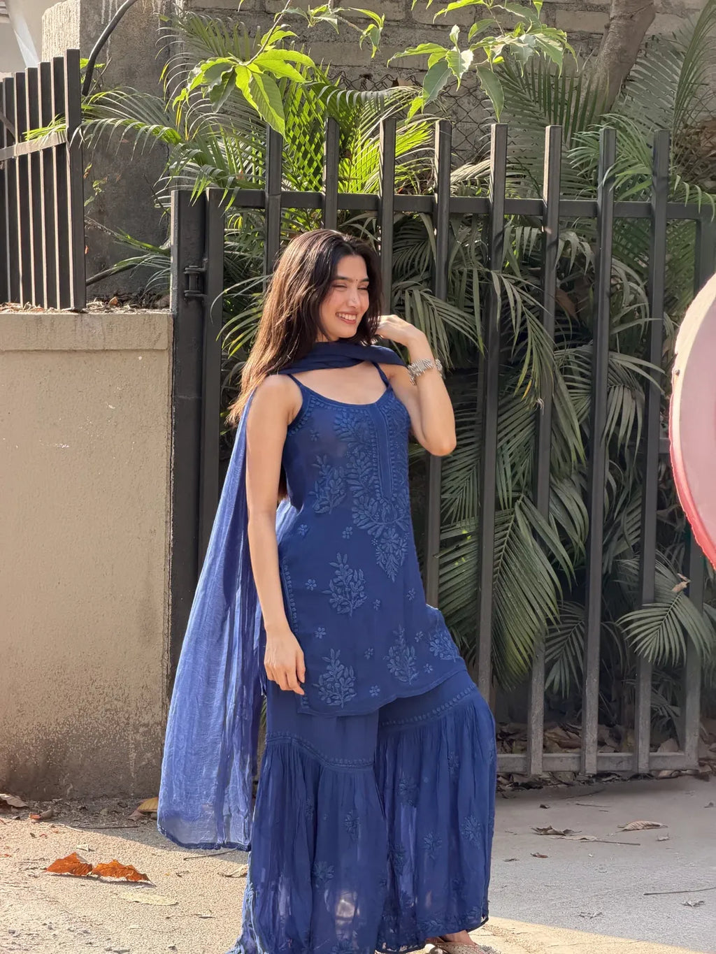 Seraya Midnight Chikankari Sharara Set